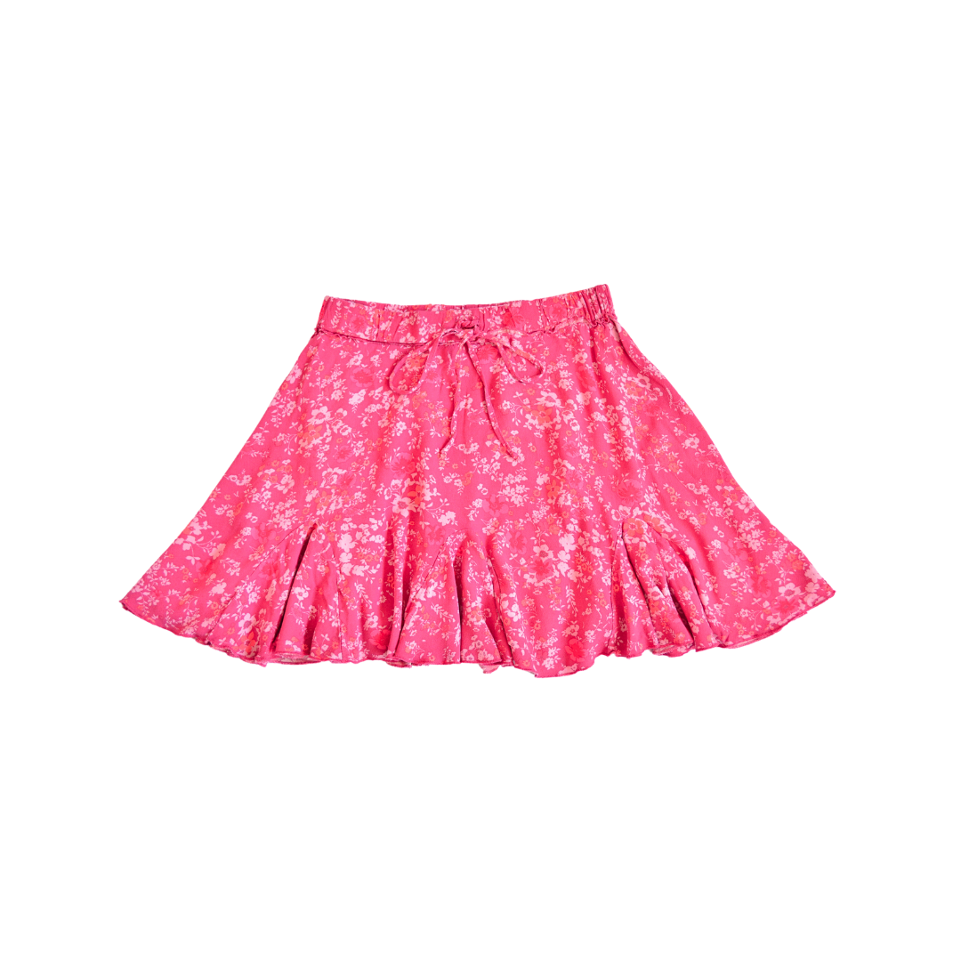 Falda rosa floral