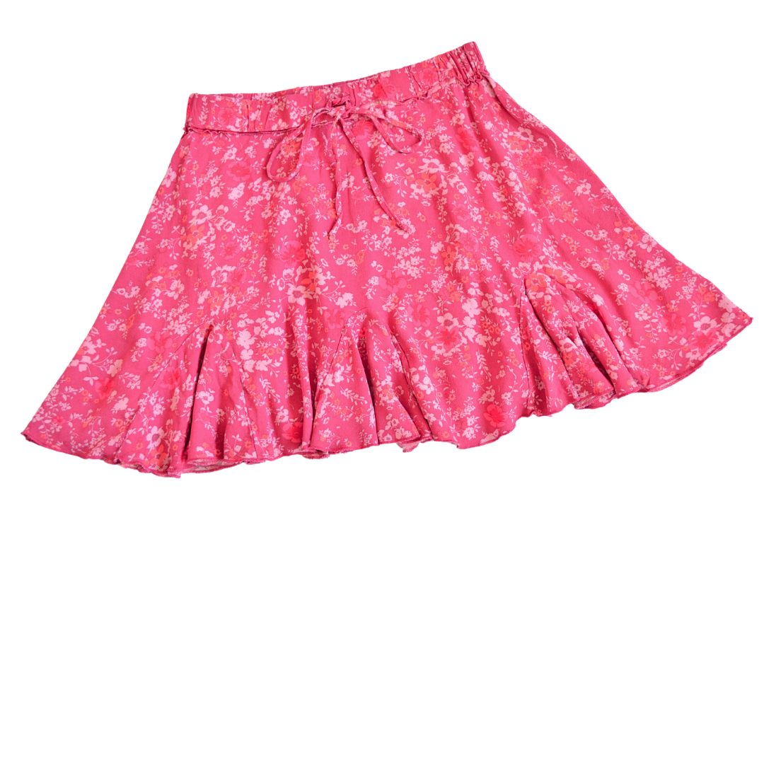 Falda rosa floral