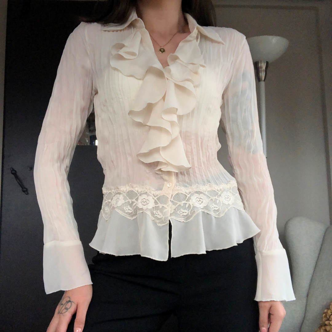 Blusa beige ruffles