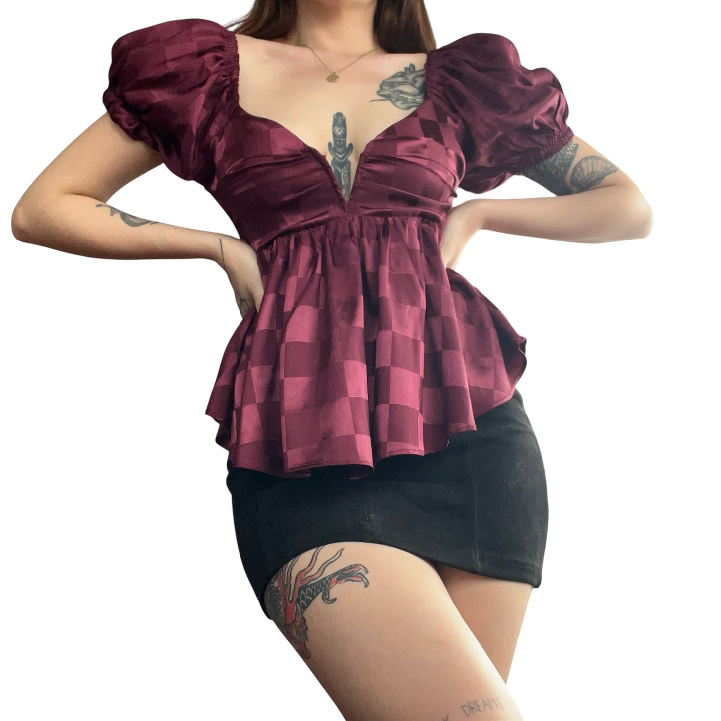 Blusa vino satin