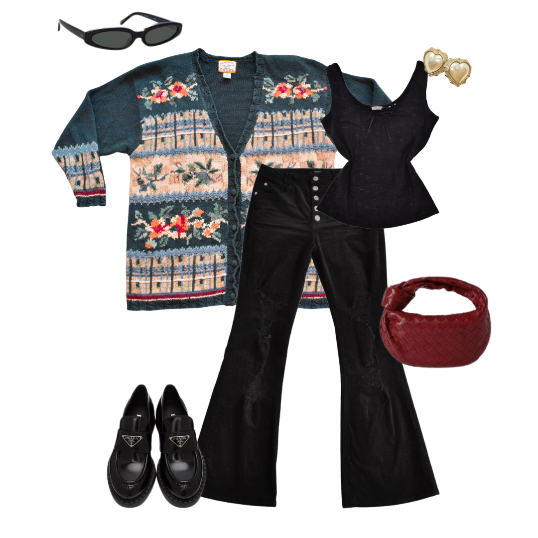 Blusa negra con bordado y encaje