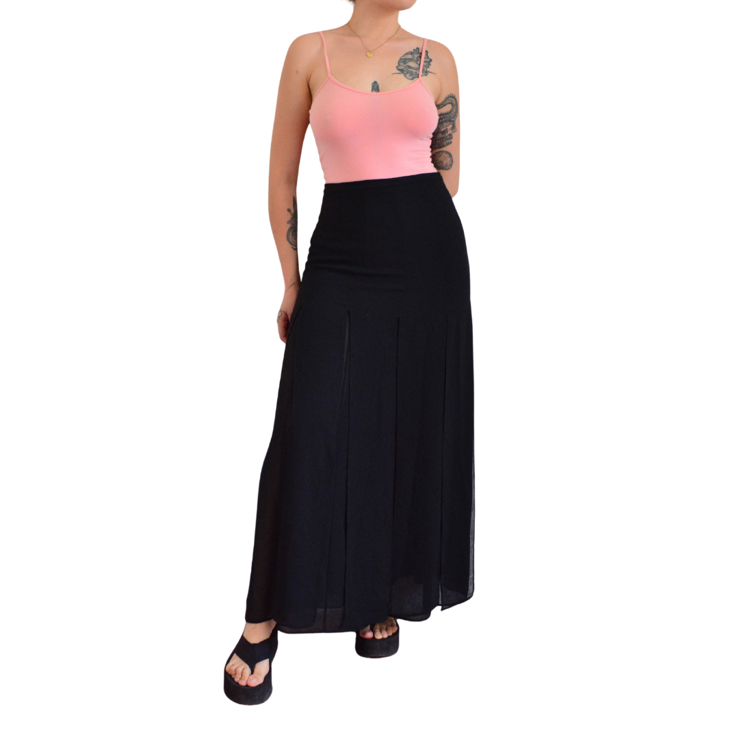 Falda larga negra con tablones
