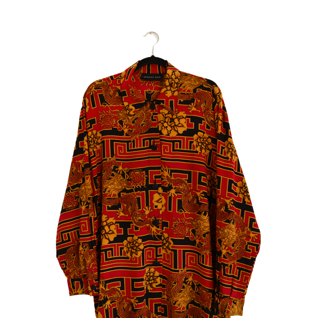 Blusa vintage de seda y dragones