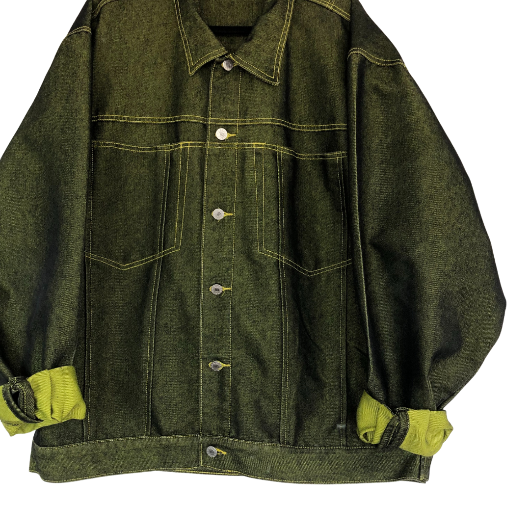 Chamarra vintage denim verde metálico