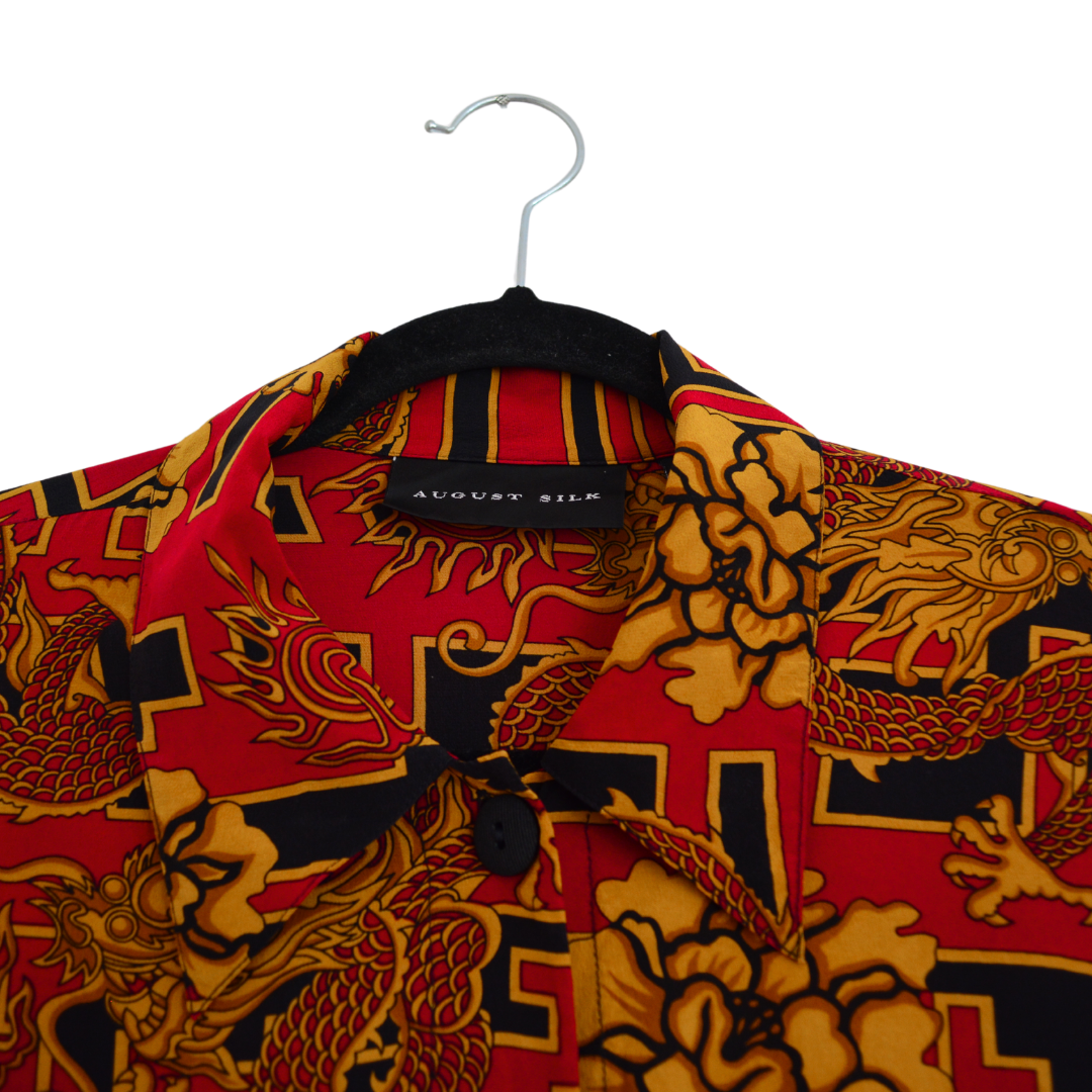 Blusa vintage de seda y dragones