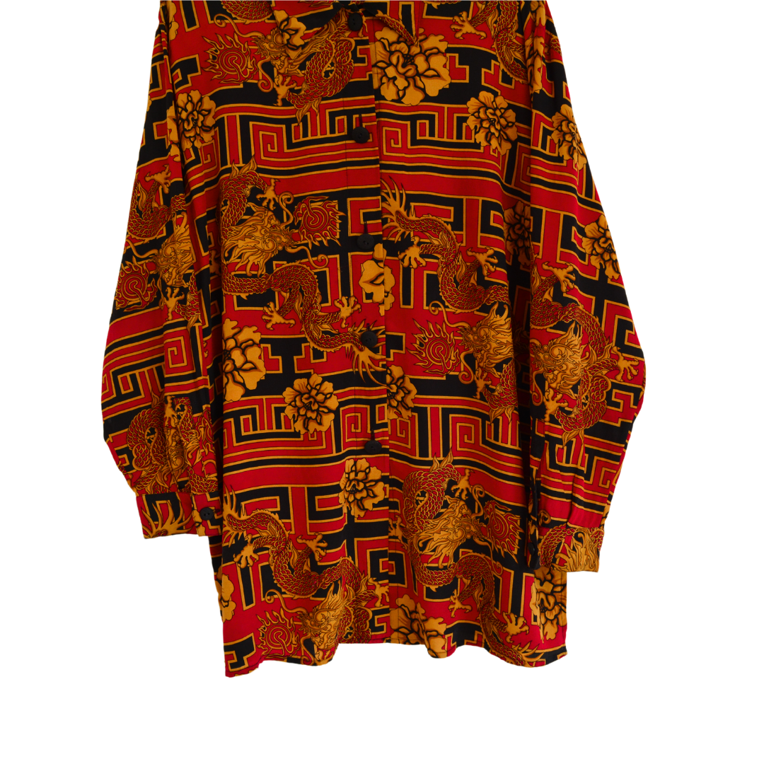 Blusa vintage de seda y dragones