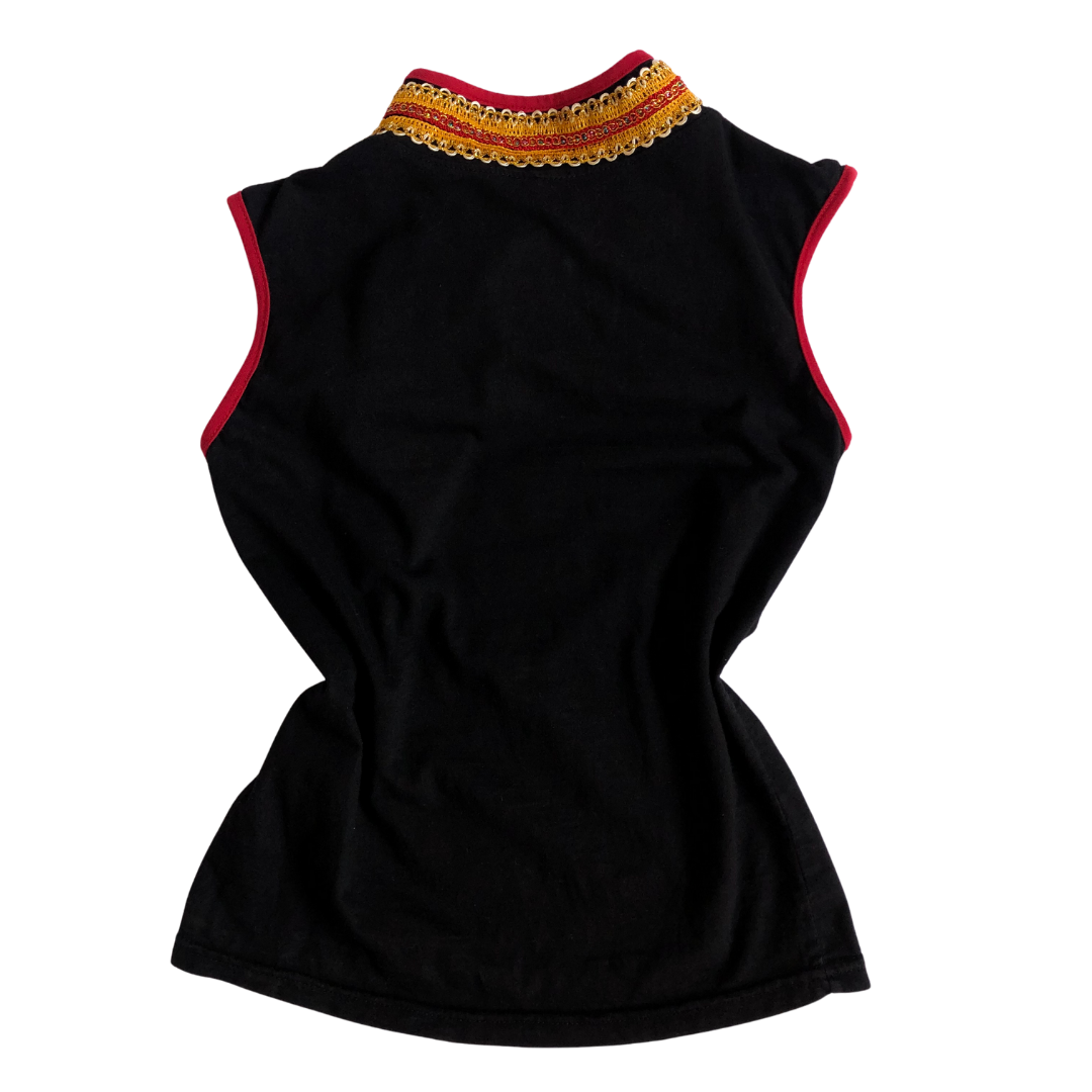 Blusa oriental negro con rojo