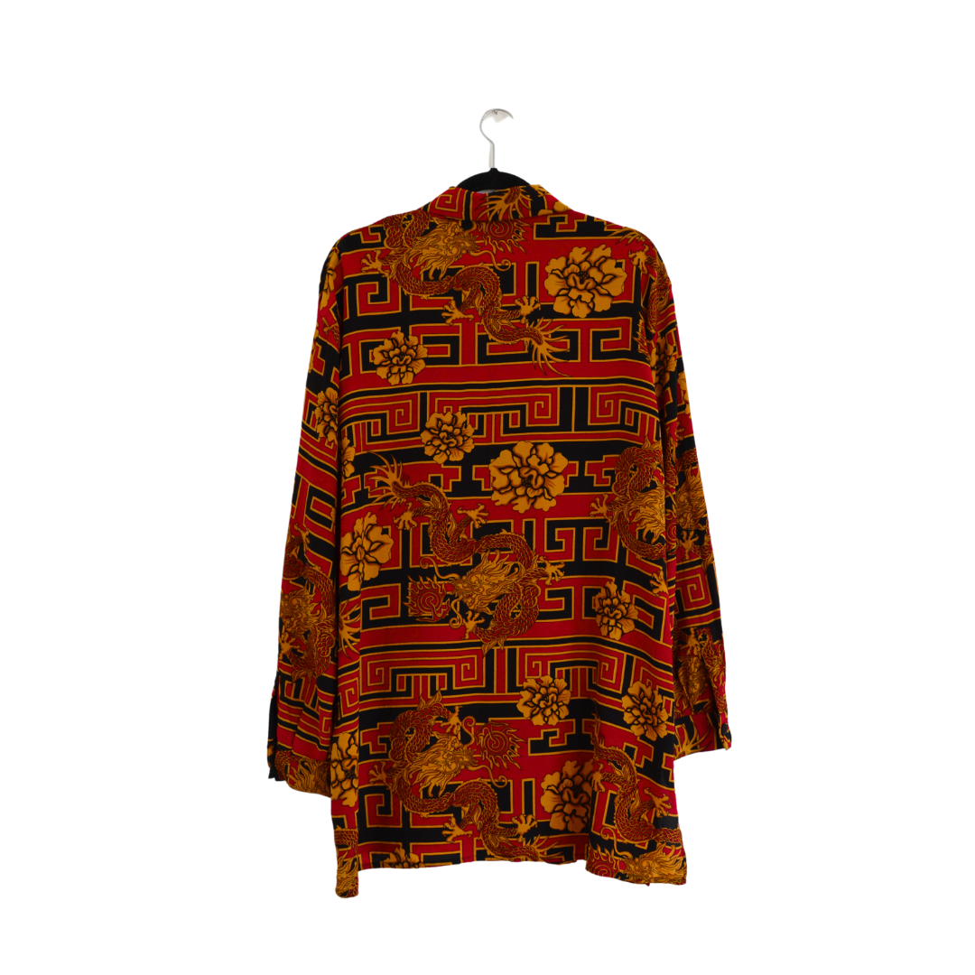 Blusa vintage de seda y dragones