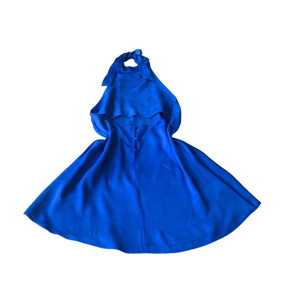 Vestido azul satinado escote