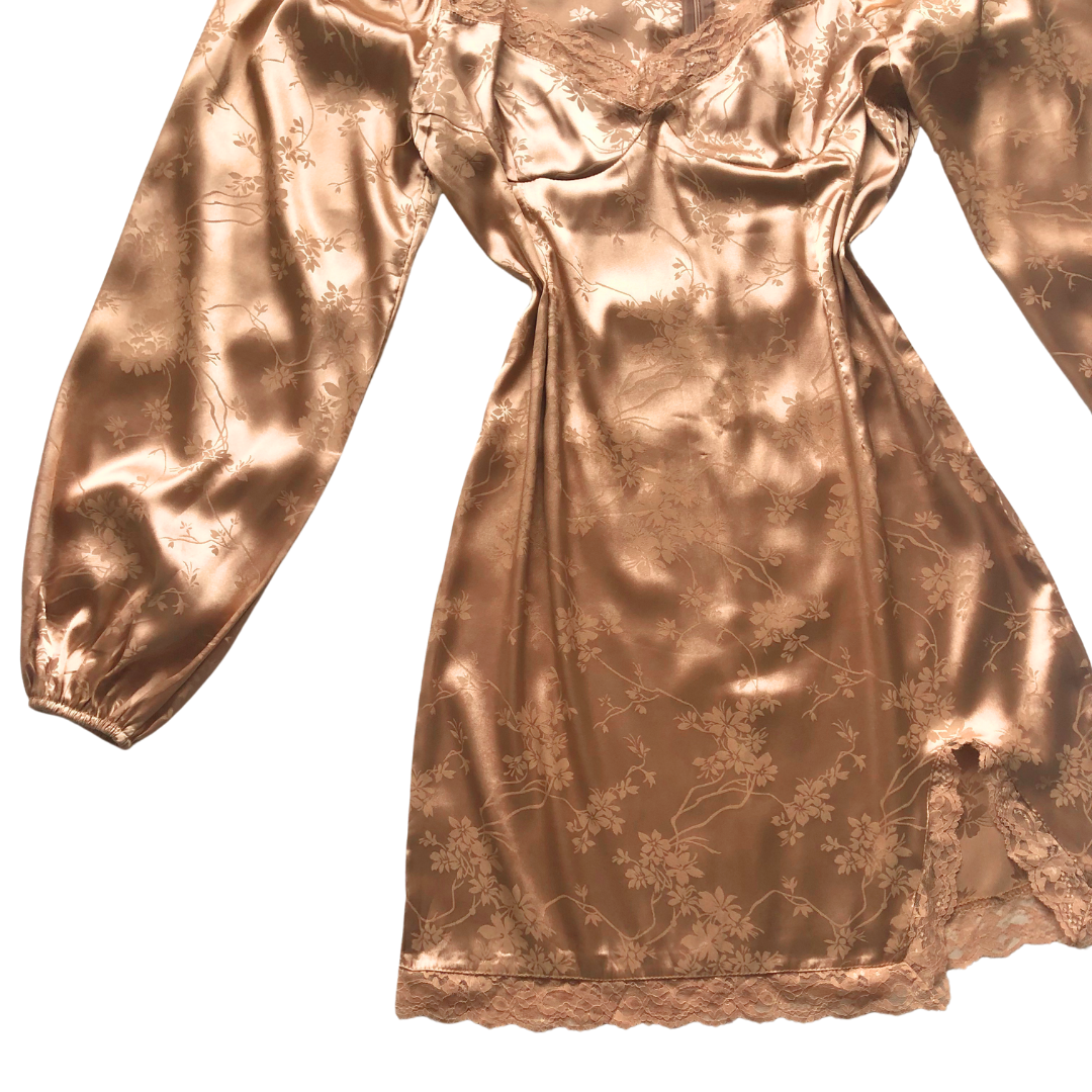 Vestido satinado café