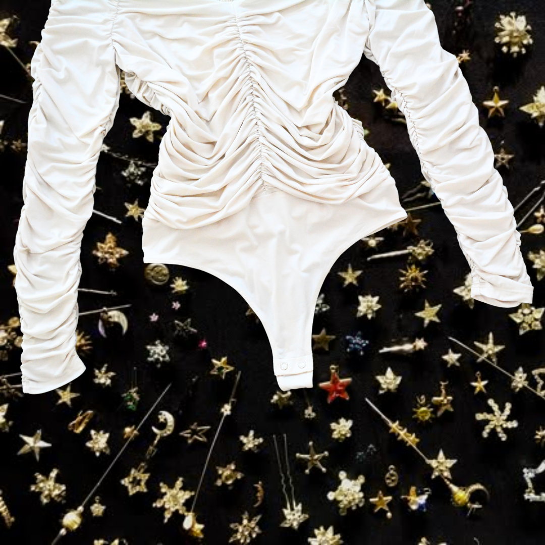 Bodysuit beige drappeado