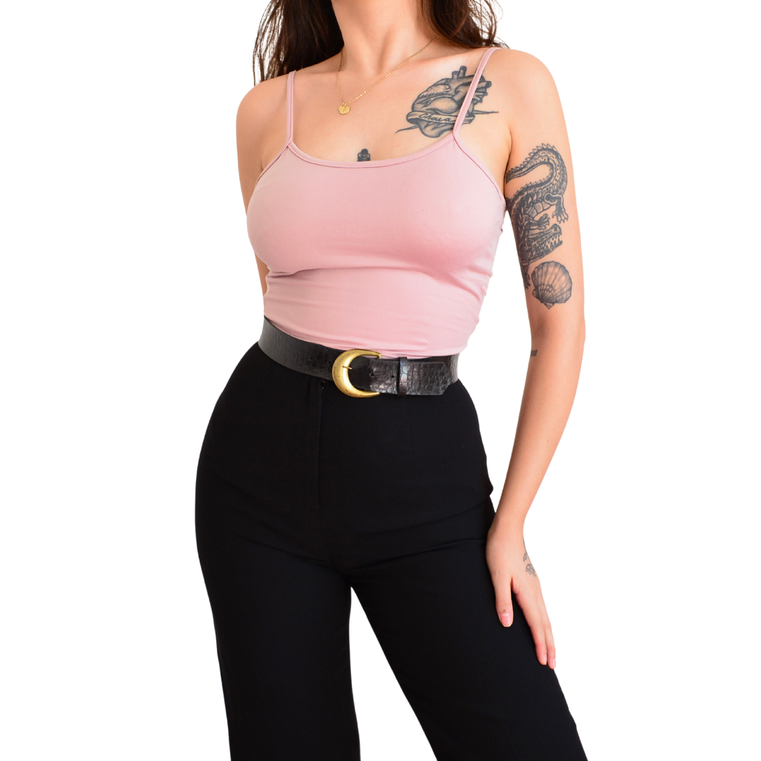 Top rosa palo con escote cruzado