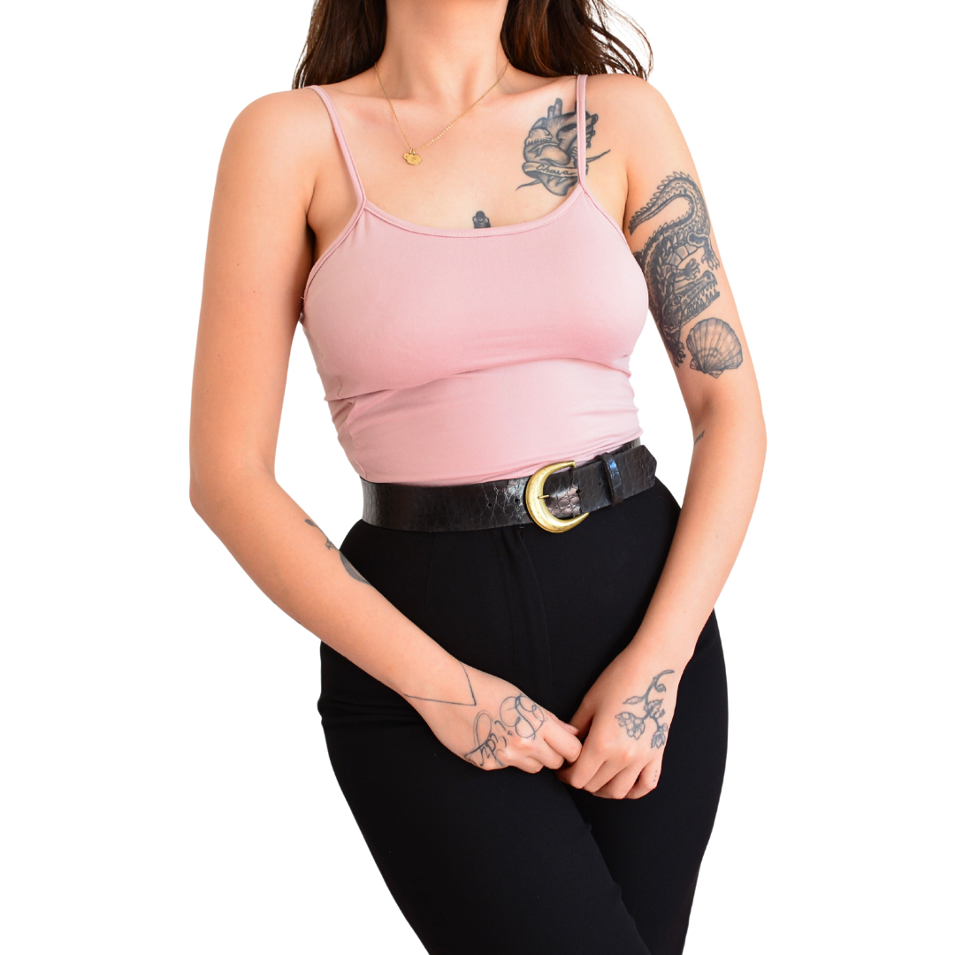 Top rosa palo con escote cruzado