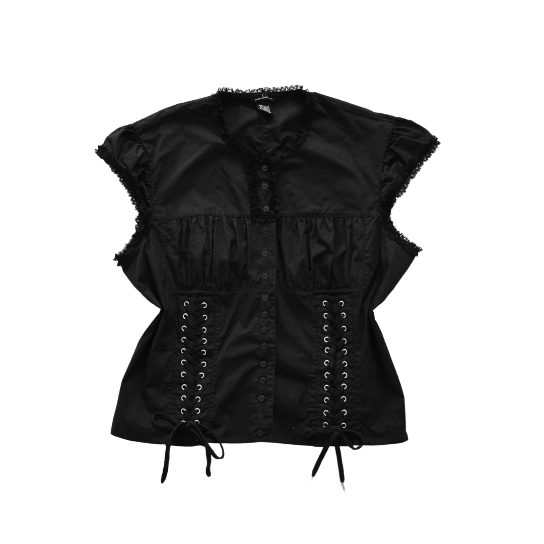 Blusa negra estilo corset