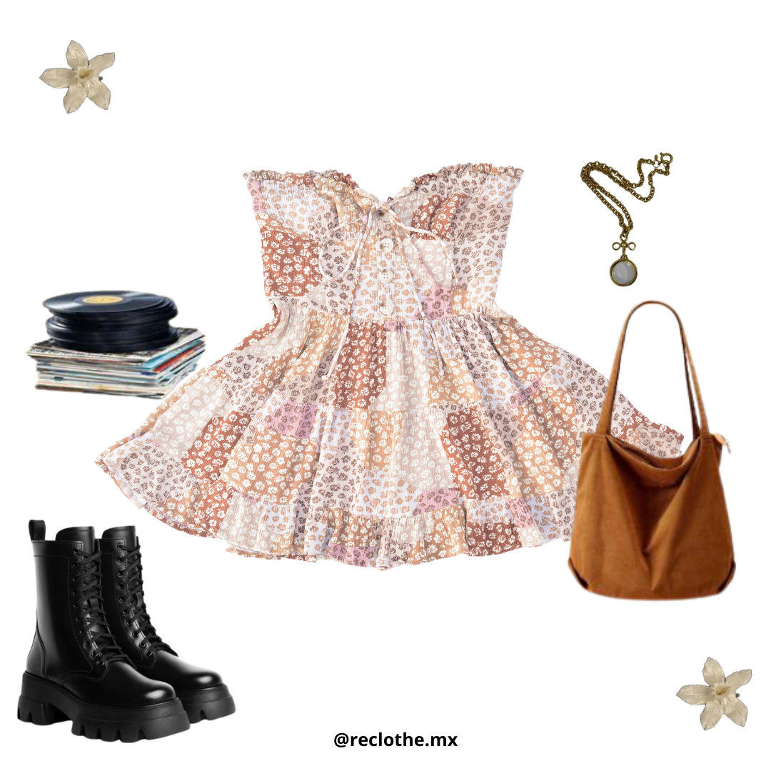 Vestido pathwork floral