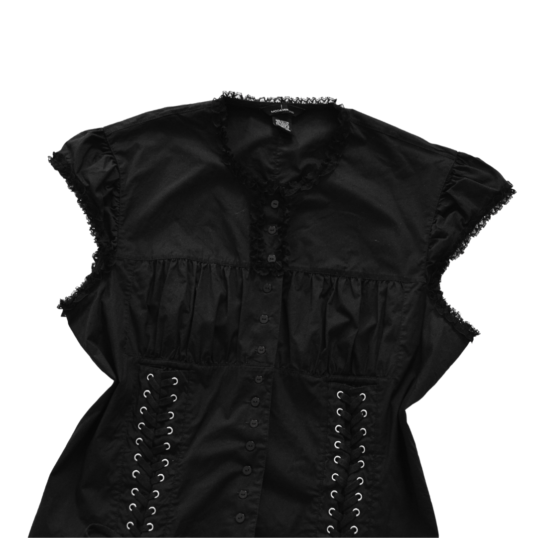 Blusa negra estilo corset