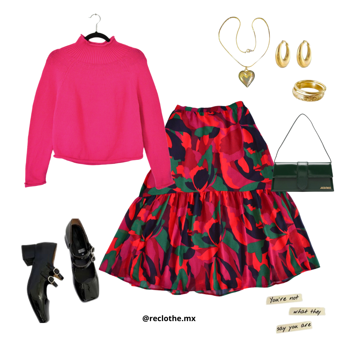 Suéter knit rosa mexicano.