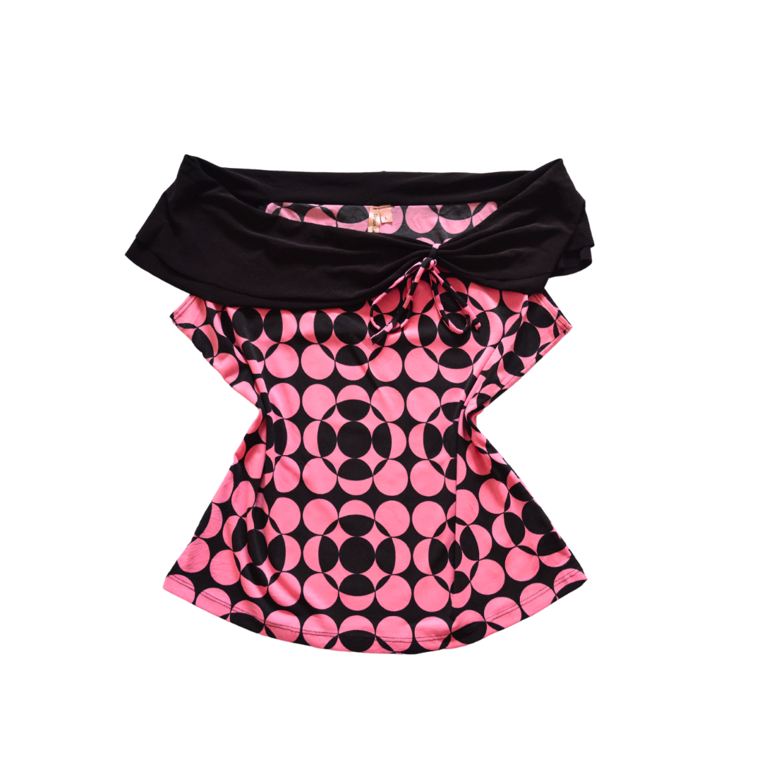 Blusa groovy rosa con negro