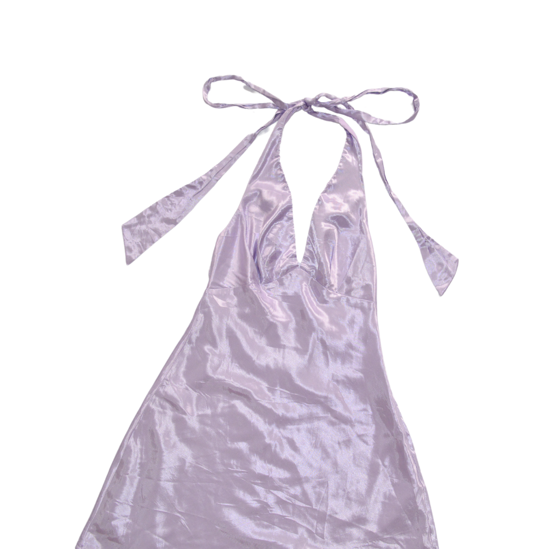 Vestido lila satinado
