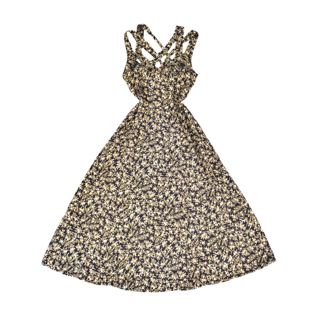 Vestido midi floreado de botones