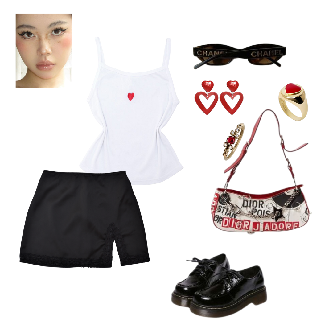 White tee red heart