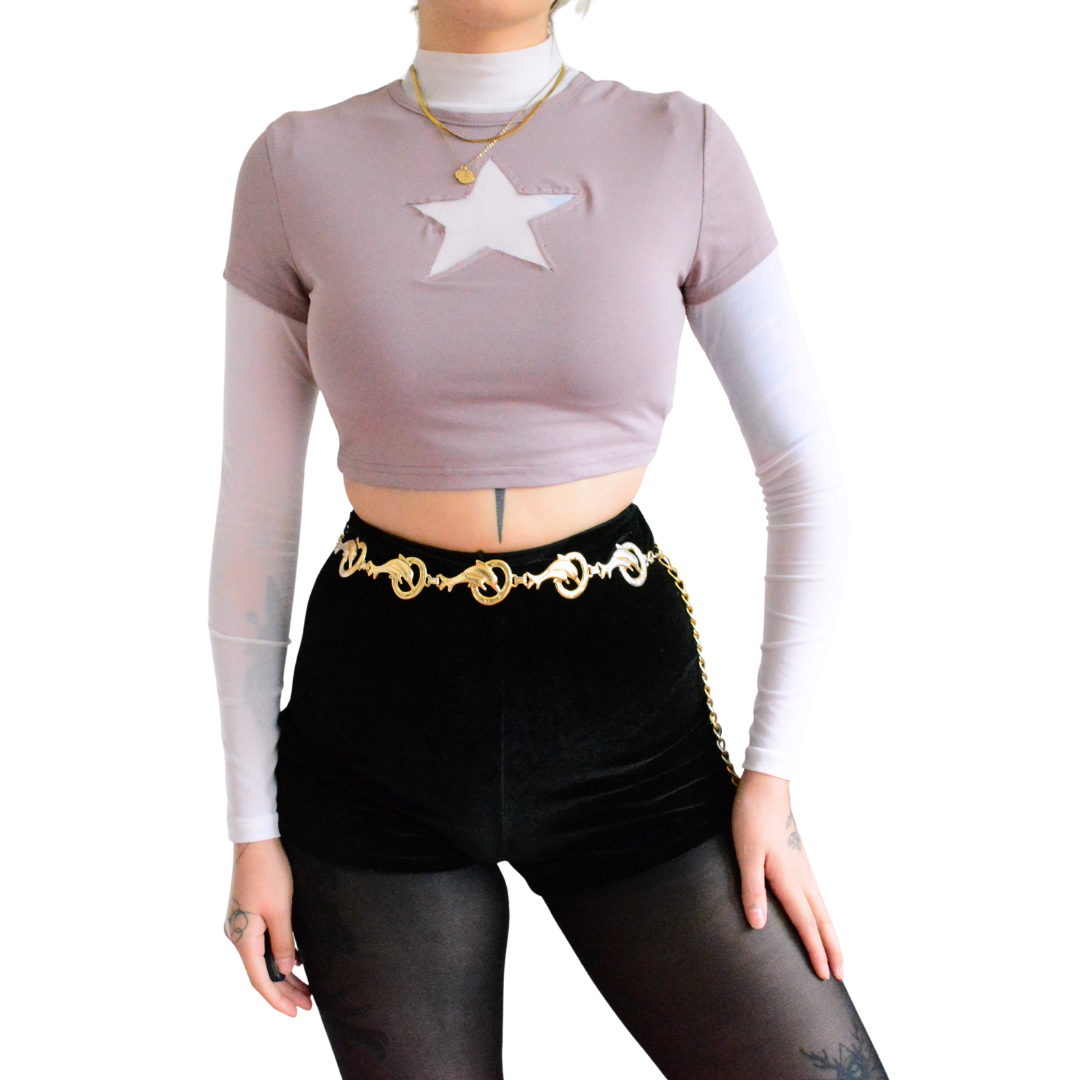 Blusa upcycling estrella mesh