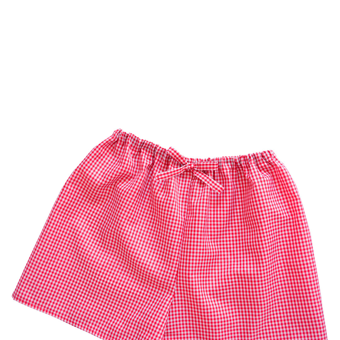 Short rojo de cuadros handmade