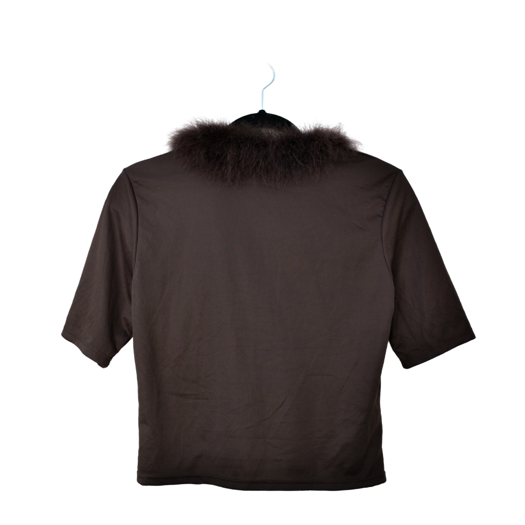 Cardigan con top café