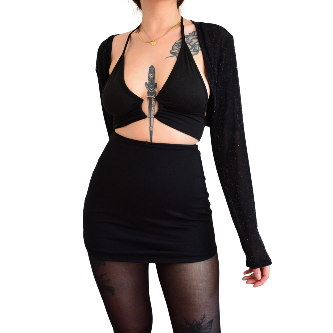 Manguitas mesh con glitter
