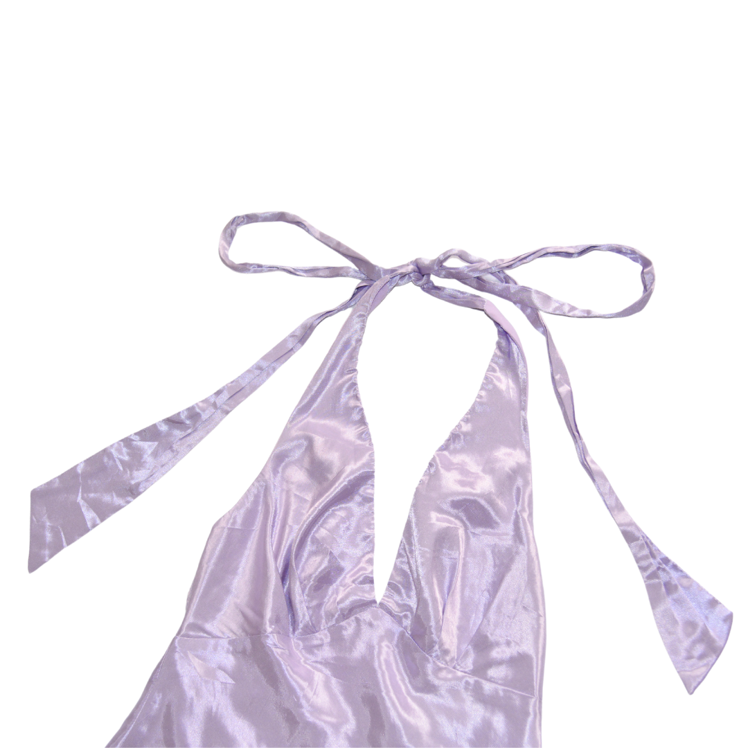 Vestido lila satinado