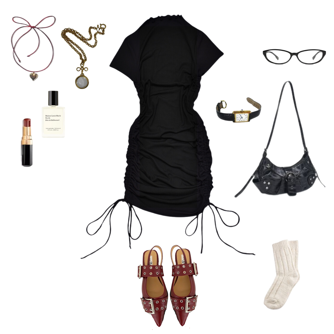 Vestido negro con tiras ajustables