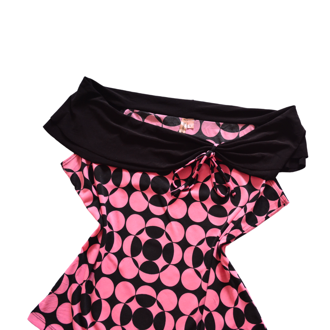 Blusa groovy rosa con negro