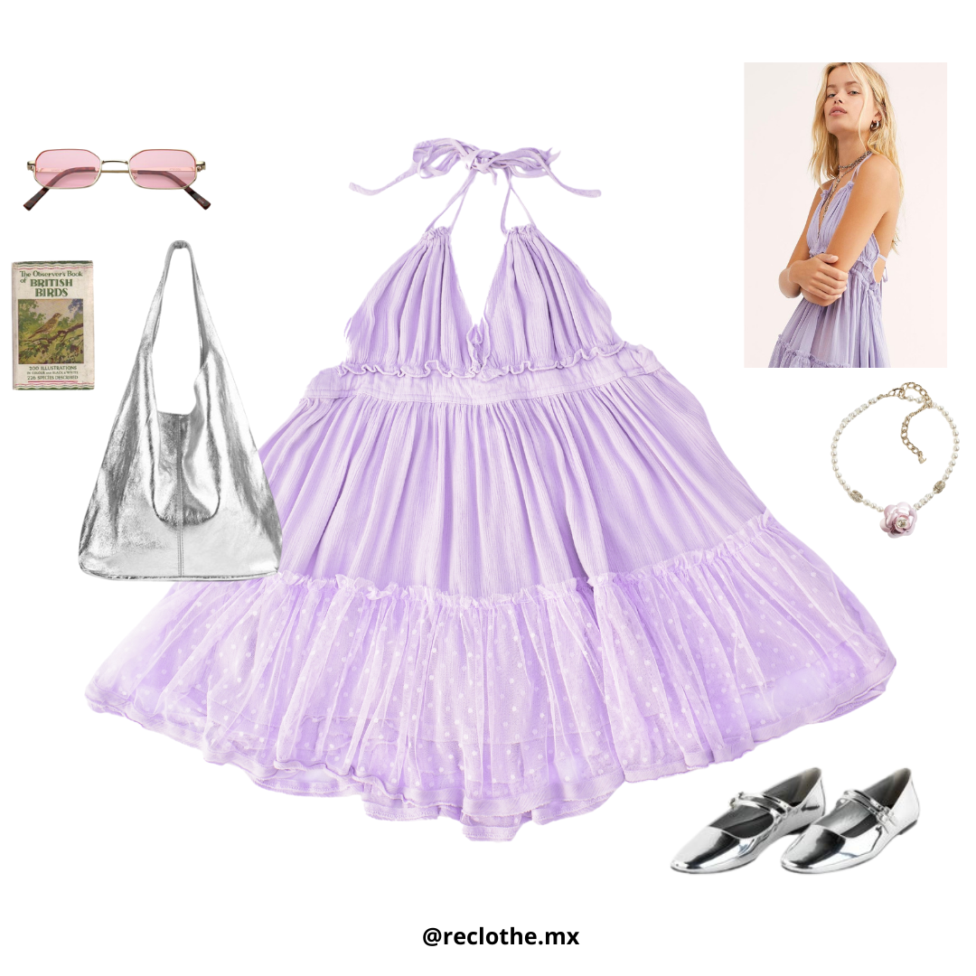 Vestido lila con escote espalda