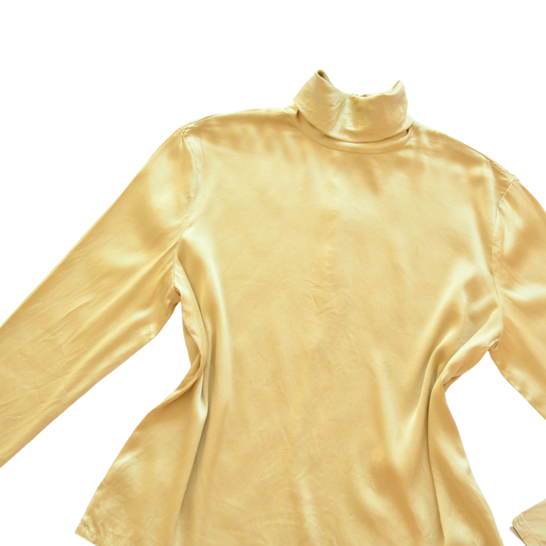 Blusa champagne de seda