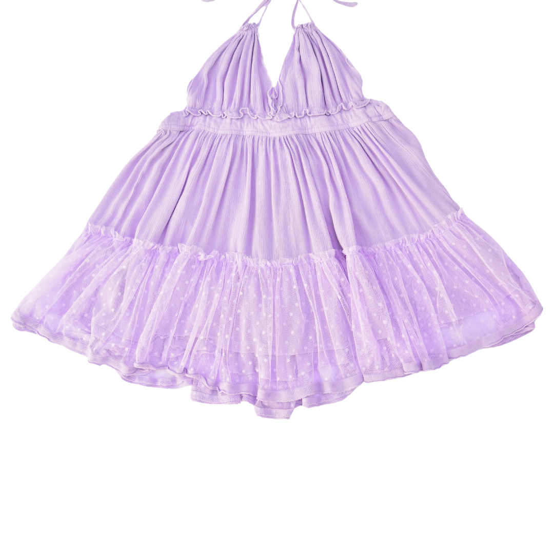 Vestido lila con escote espalda