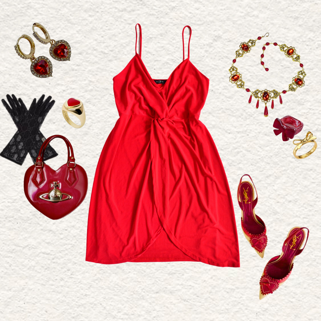 Vestido rojo con nudo y abertura
