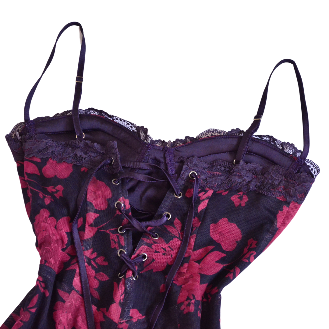 Vestido largo floral mesh