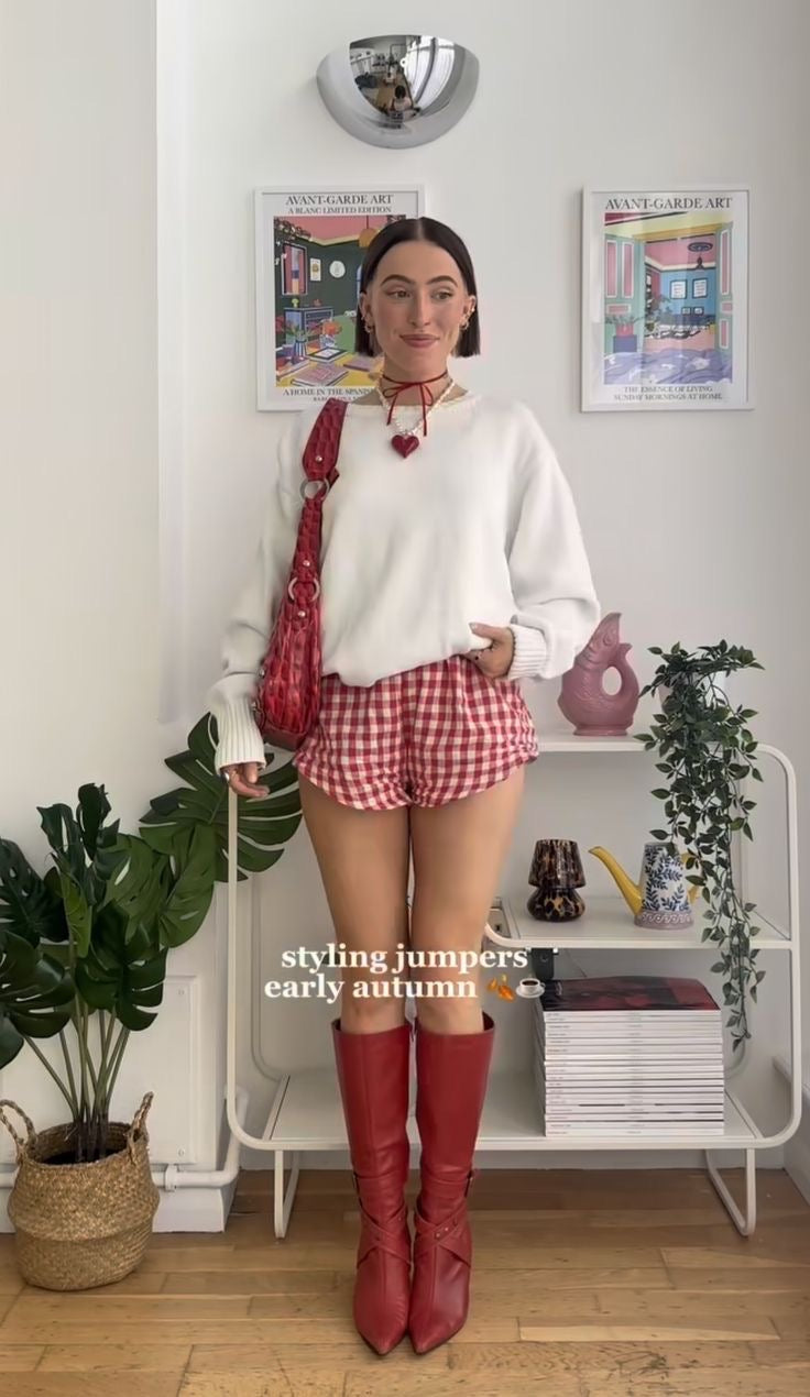 Short rojo de cuadros handmade