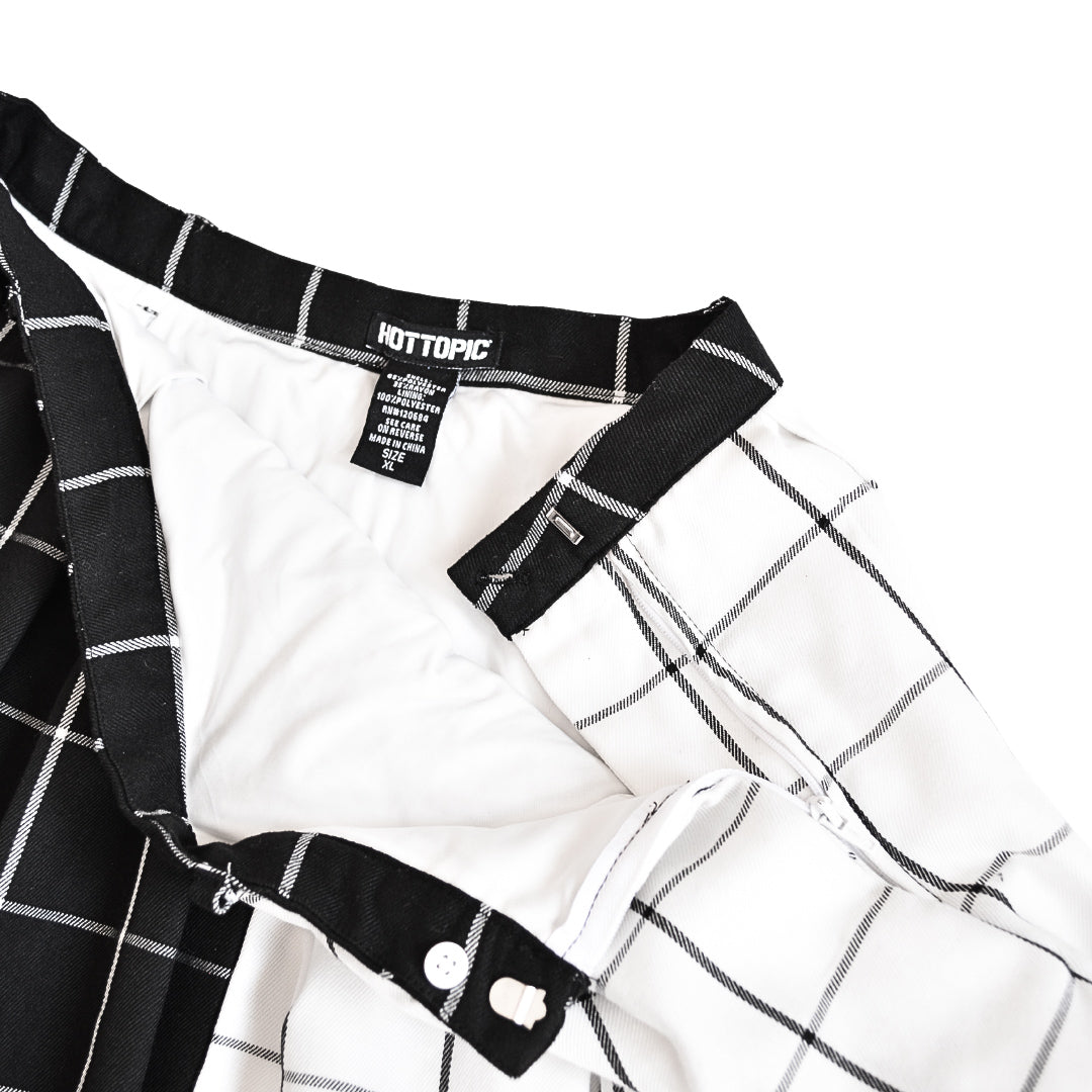 Falda plaid bicolor B&W con bolsas