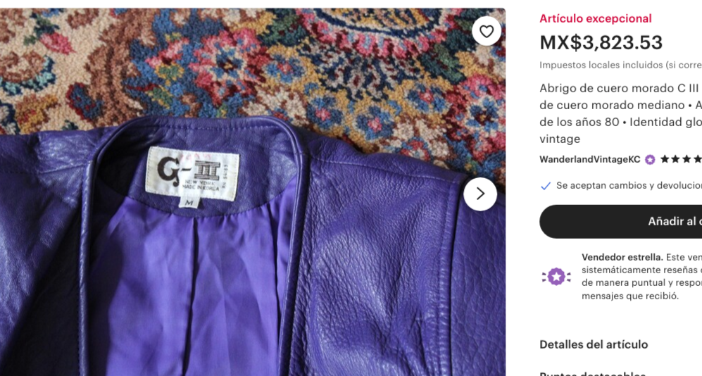 Gabardina vintage morada de cuero
