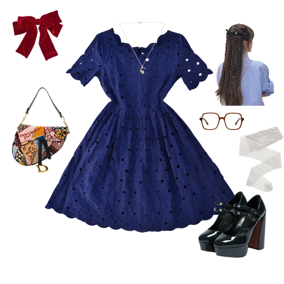 Vestido azul navy con bolsas