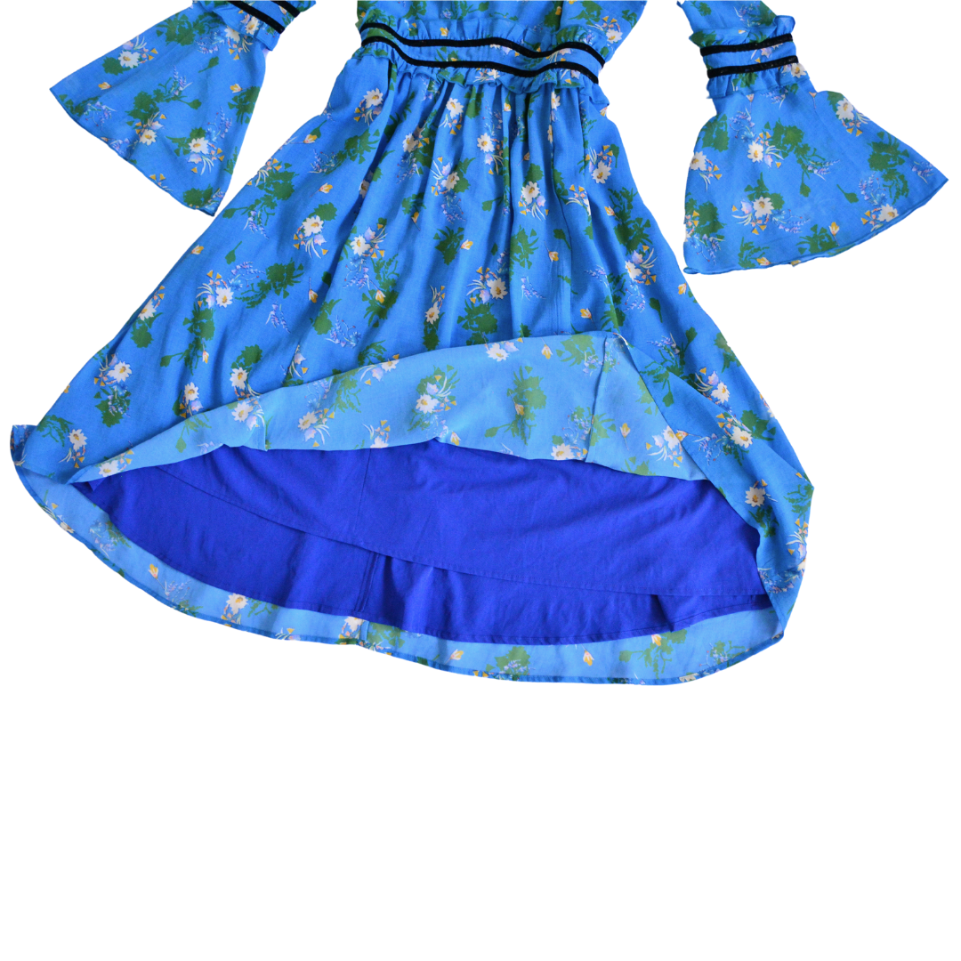Vestido azul midi de flores