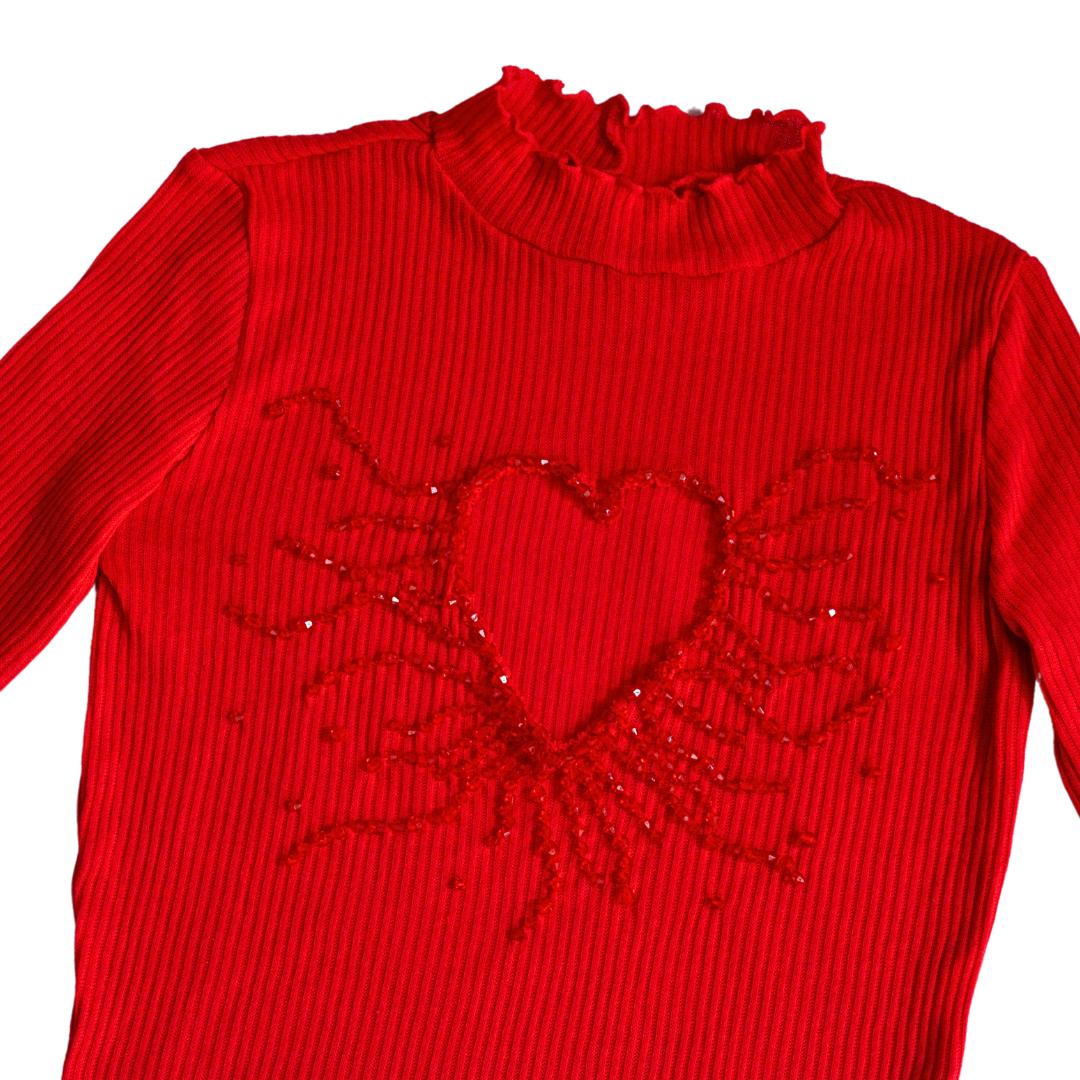 Blusa roja missing heart upclycling