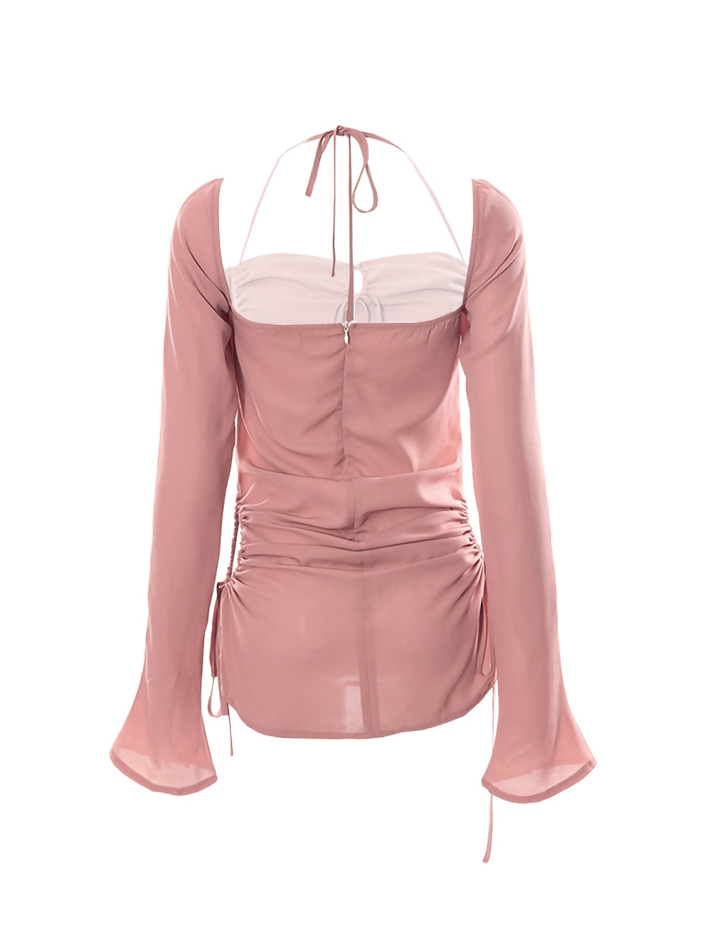 Vestido rosa con tiras y aberturas
