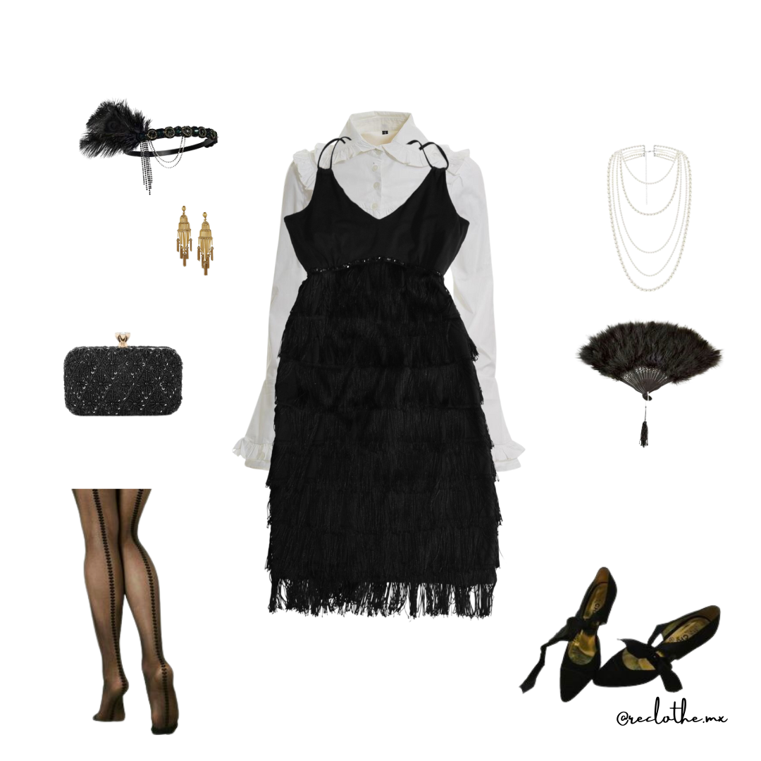 Vestido negro flapper
