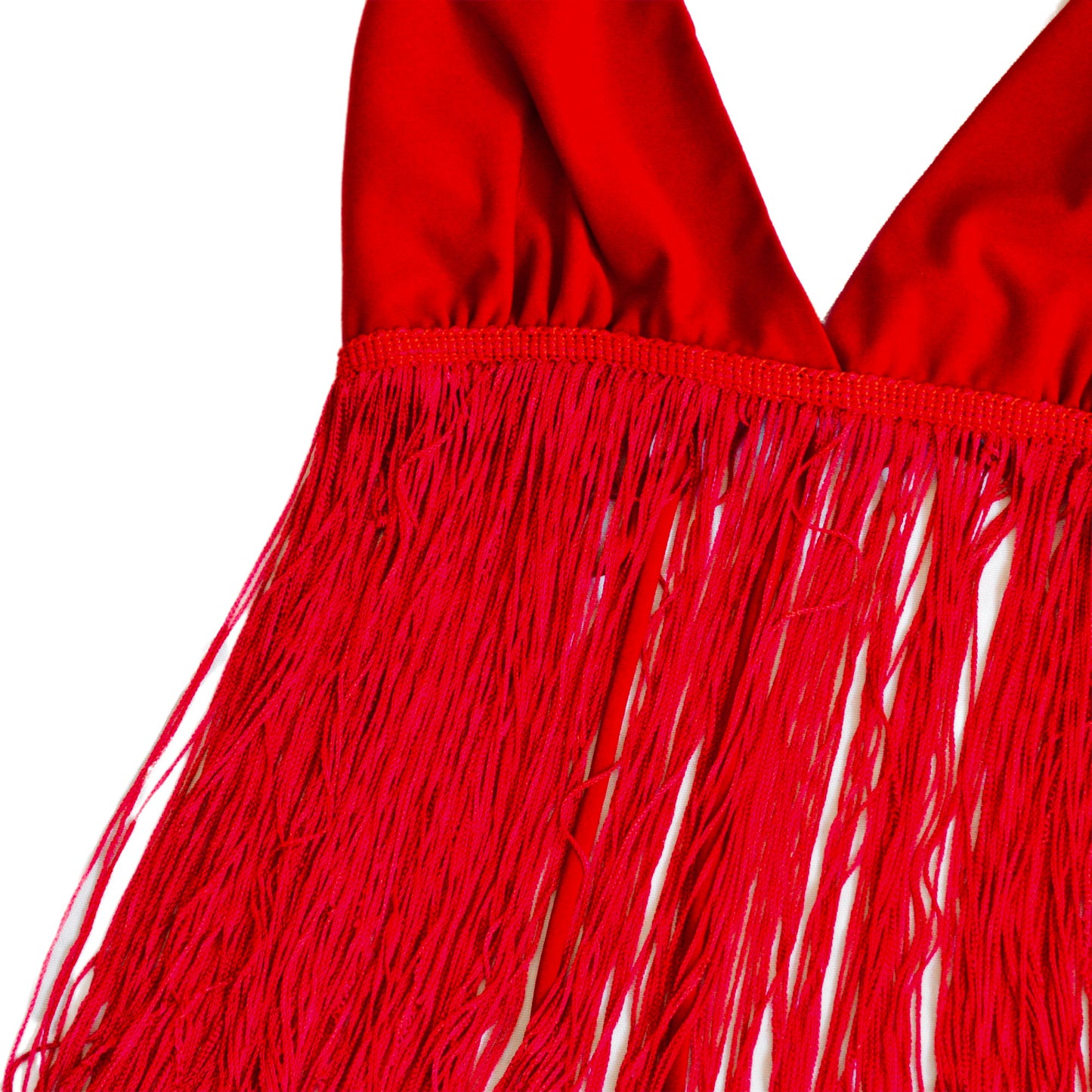 Top rojo con flequillos