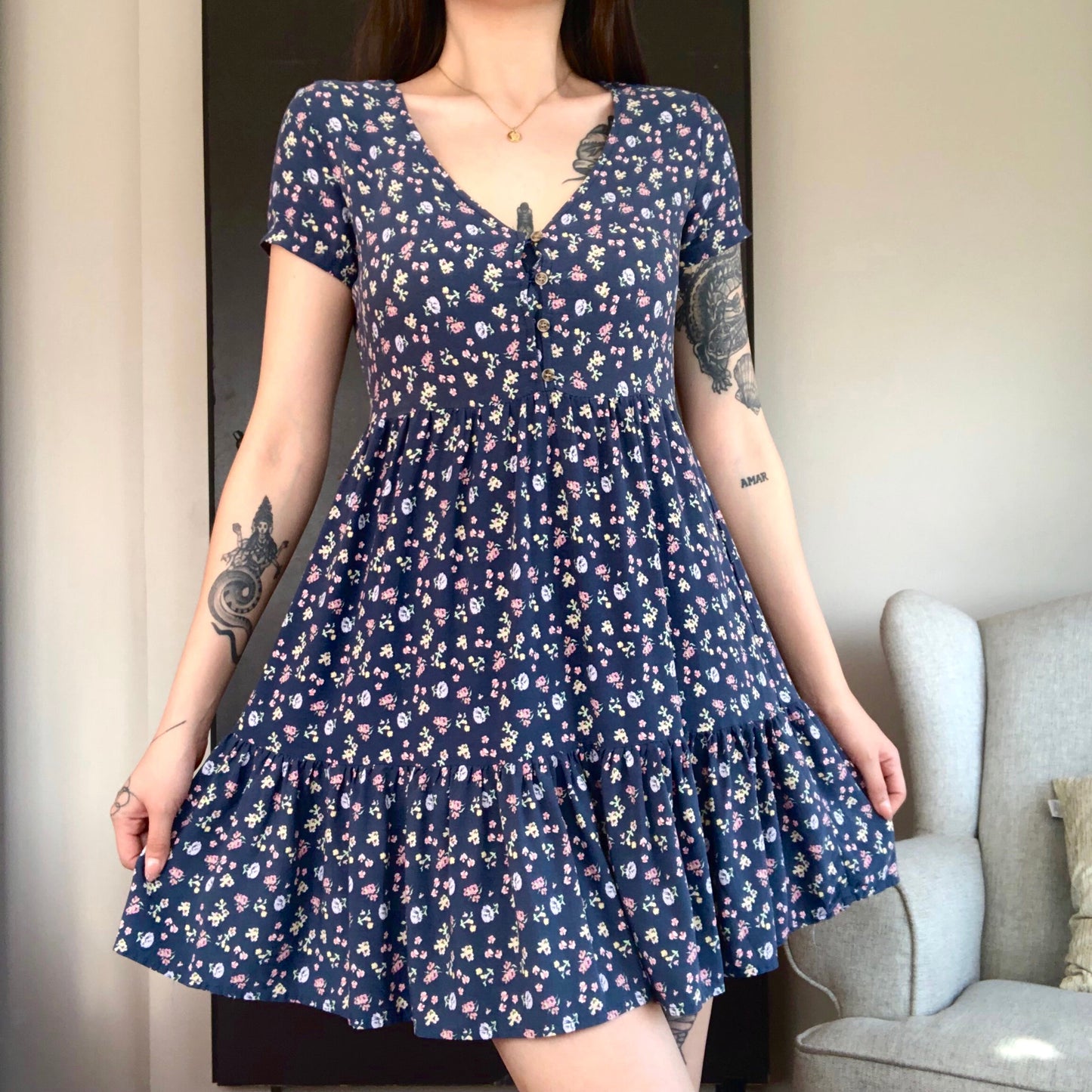Vestido azul floral