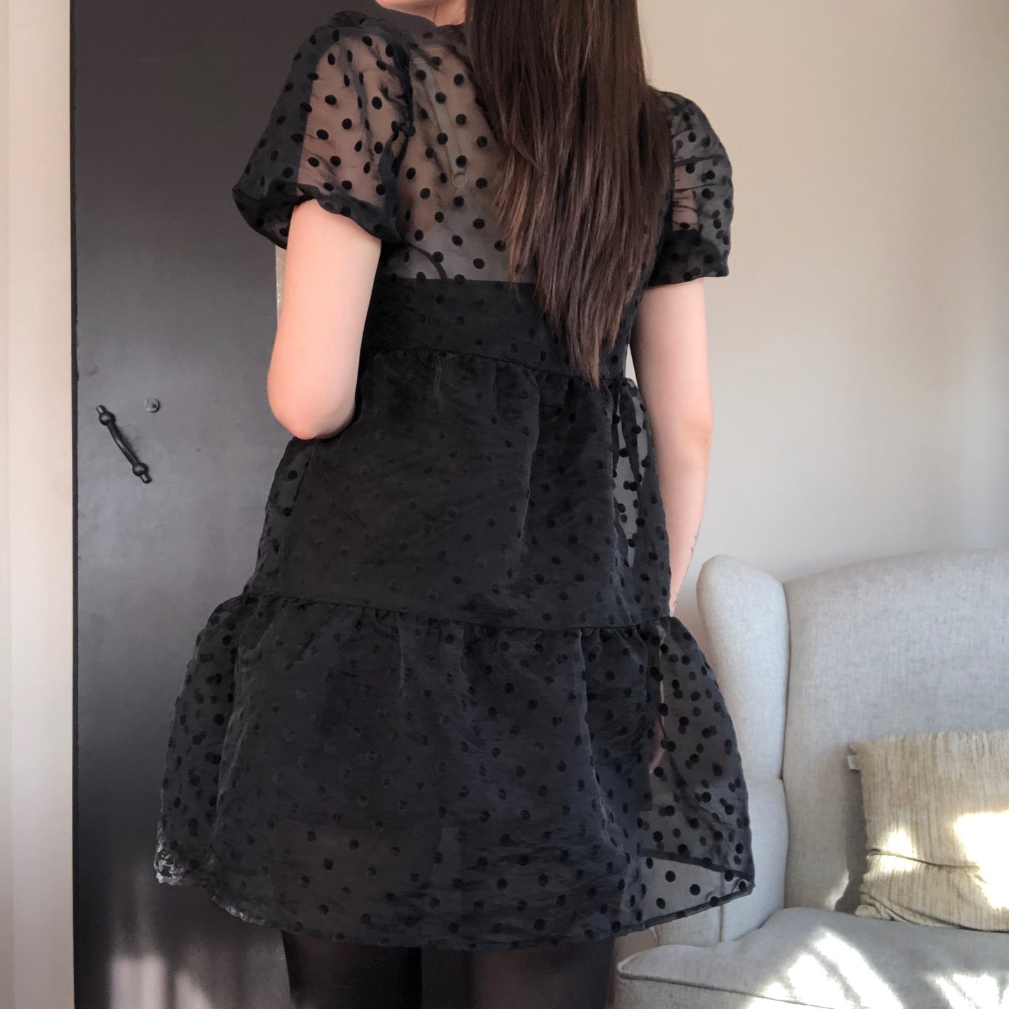 Vestido negro polka dots