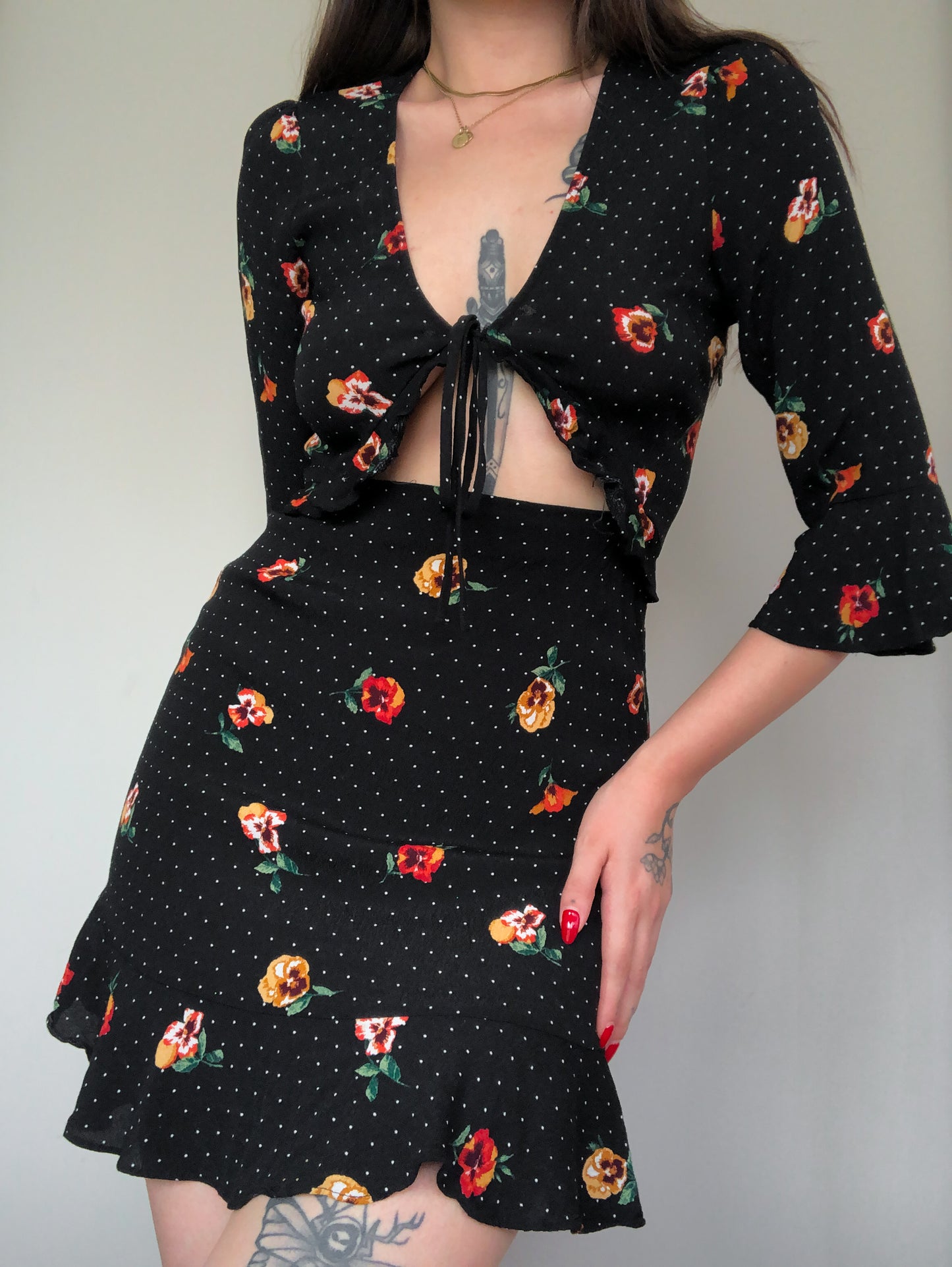 Vestido negro floral