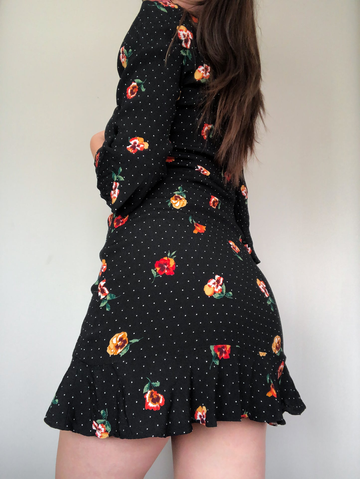 Vestido negro floral